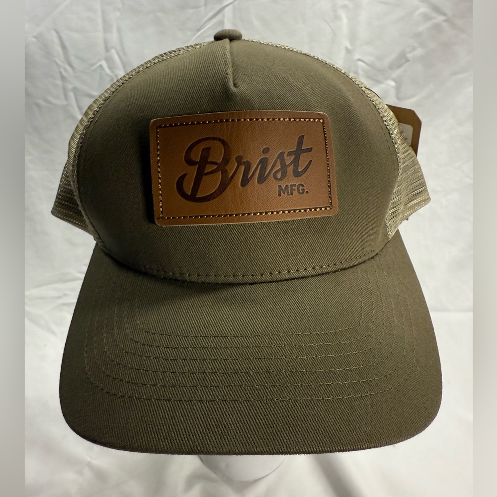 Brist MFG Cascade Mesh Back Trucker Hat in Military Green. Snap Back. NEW